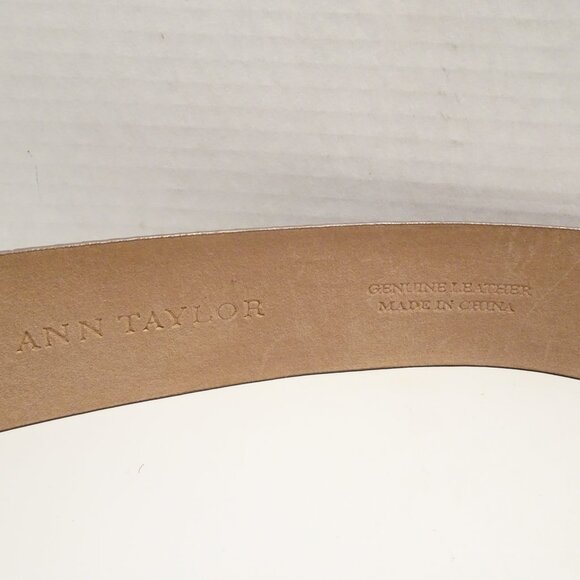 Vintage Ann Taylor Tan Genuine Leather Textured Snakeskin Wide Belt Size L - Picture 4 of 5